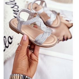 FRROCK Silberne Lamado-Sandalen für Kinder grau 2