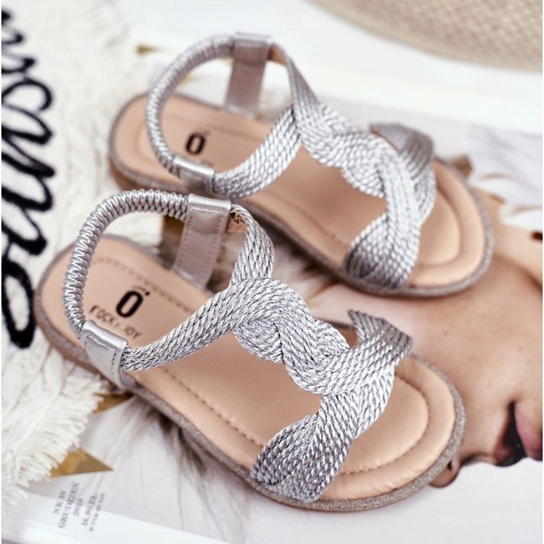 FRROCK Silberne Lamado-Sandalen für Kinder grau 1