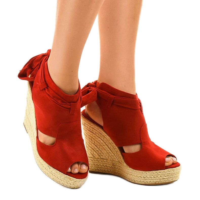 Rote Espadrilles-Keilsandalen 77-20 1