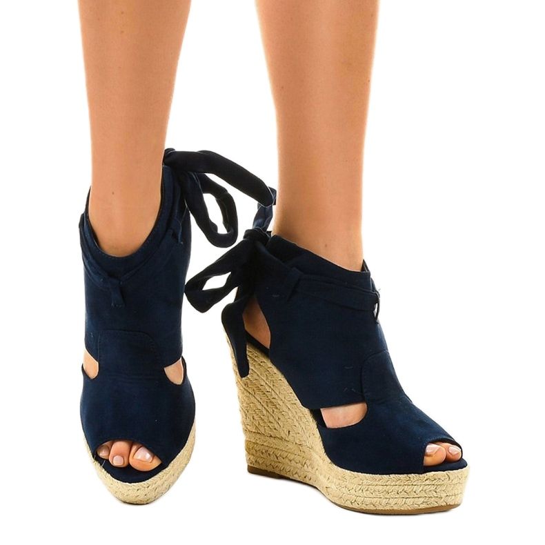 Espadrilles-Keilsandalen in Marineblau 77-20 1
