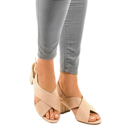 Beige Sandaletten A305 Wildleder 1