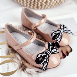 S.Barski Beige Ballerinas für Kinder mit Klettverschluss Barski Mindi 1