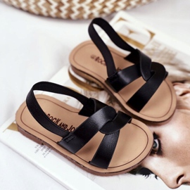 FRROCK Schwarze Bambino-Sandalen für Kinder mit Gummizug 1