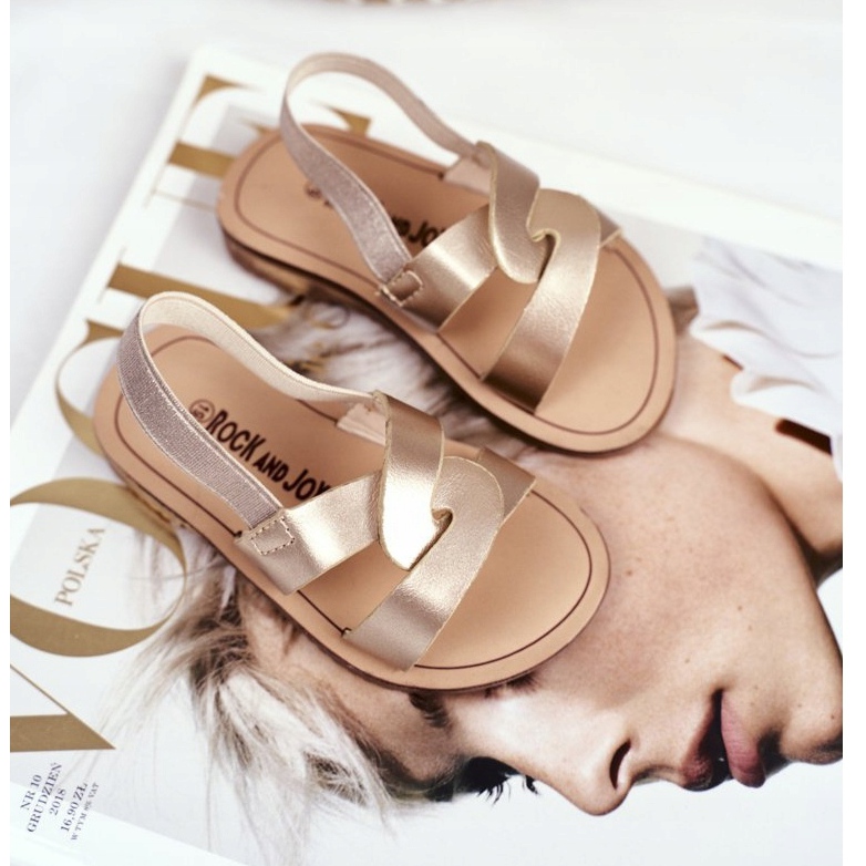 FRROCK Kindersandalen Slip on mit Gummizug Golden Bambino 2