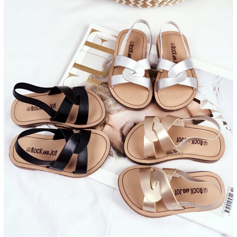 FRROCK Kindersandalen Slip on mit Gummizug Golden Bambino 1