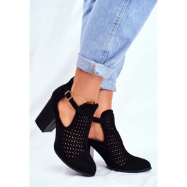 Bellucci Damenstiefel mit Absatz Wildleder Openwork Schwarz Morrena 1