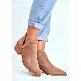 Bellucci Damenstiefel mit Absatz Wildleder Openwork Beige Margate 1