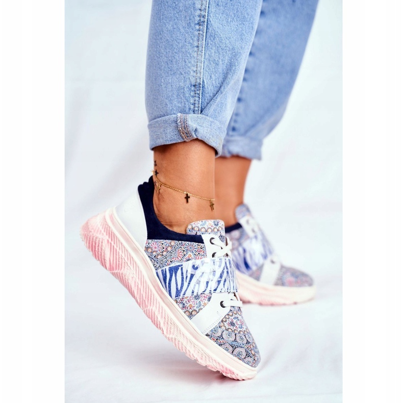 Sportschuhe Damen Leder Sneakers Maciejka 04448-27 braun navy blau 1