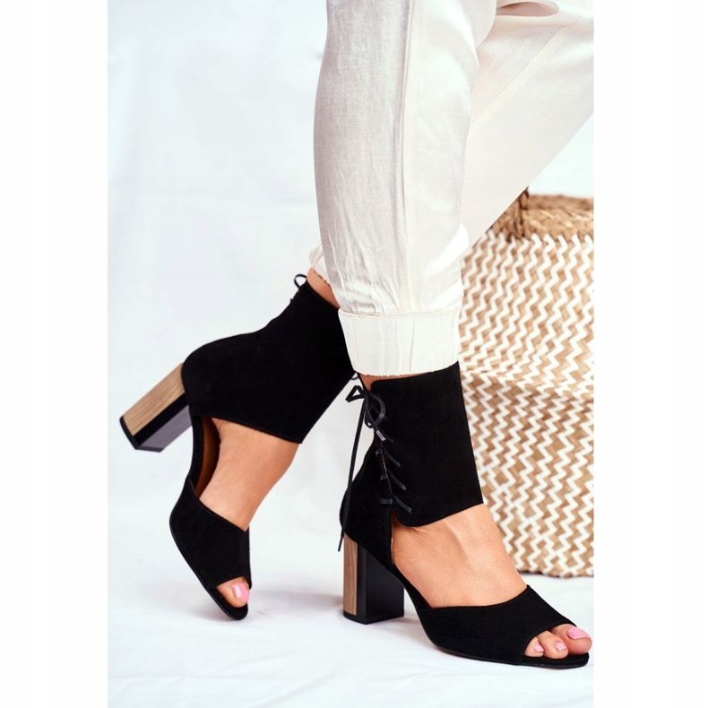 Damen Sandalen mit hohem Absatz Maciejka Black Suede 04122-01 schwarz 2