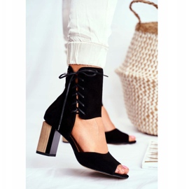 Damen Sandalen mit hohem Absatz Maciejka Black Suede 04122-01 schwarz 1