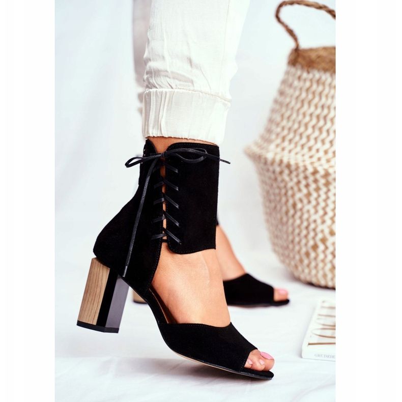 Damen Sandalen mit hohem Absatz Maciejka Black Suede 04122-01 schwarz 1