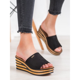 Goodin Stylische Keilpantoffeln schwarz 1