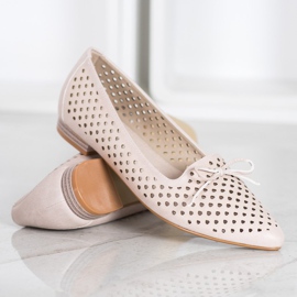 Goodin Elegante durchbrochene Ballerinas beige 1