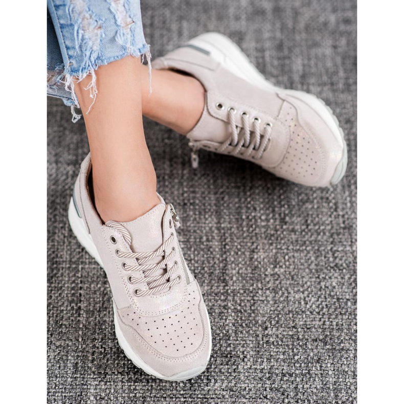 Sneakers aus Leder mit VINCEZA-Reißverschluss braun 1