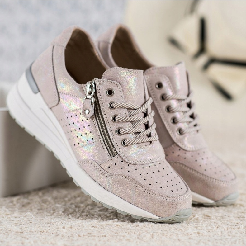 Sneakers aus Leder mit VINCEZA-Reißverschluss braun 2