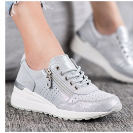 Sneakers aus Leder mit VINCEZA-Reißverschluss grau 1