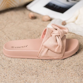 VINCEZA Hausschuhe mit Schleife rosa 2