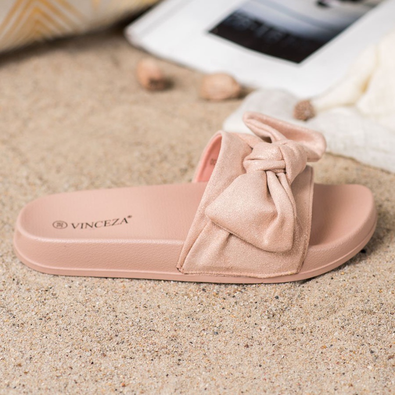 VINCEZA Hausschuhe mit Schleife rosa 2