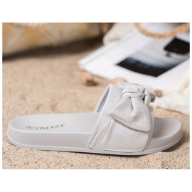 VINCEZA Hausschuhe mit Schleife grau 2