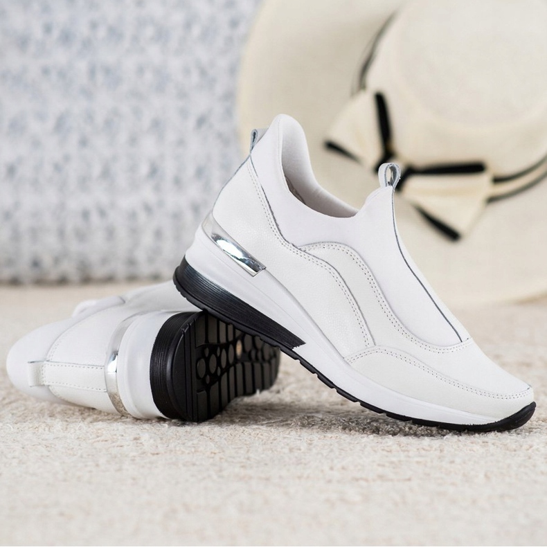 VINCEZA Leder Slip-On Schuhe weiß 1