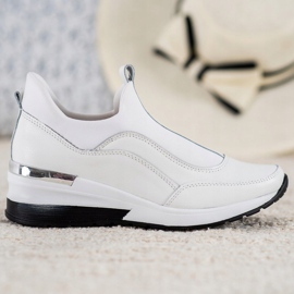 VINCEZA Leder Slip-On Schuhe weiß 2