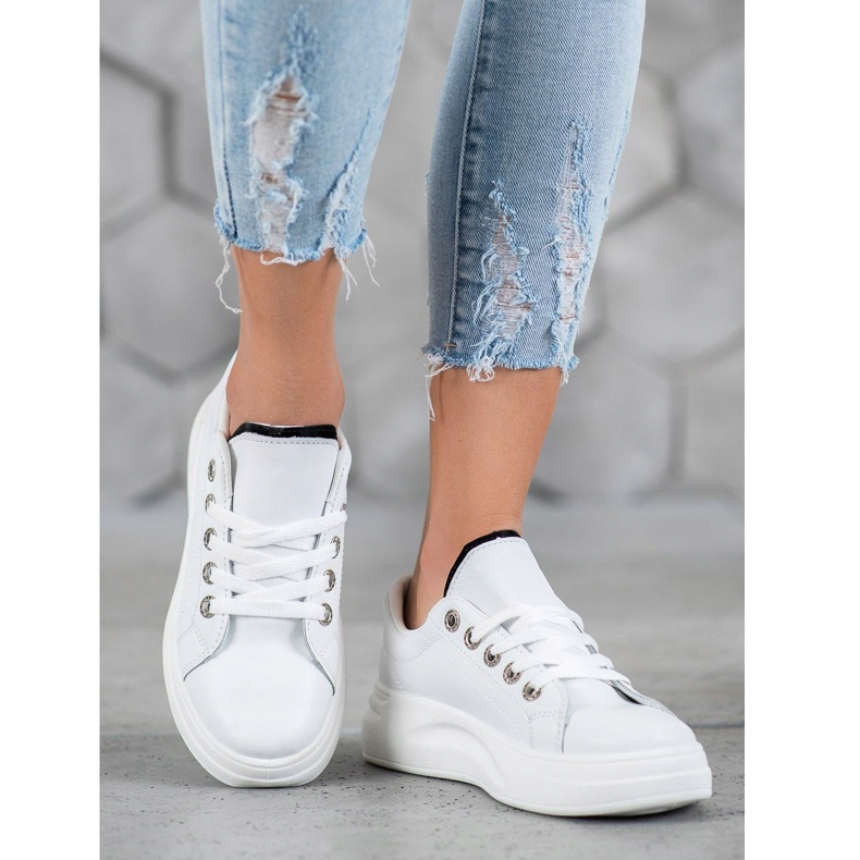 SHELOVET Modische Sneaker auf der Plattform weiß 2