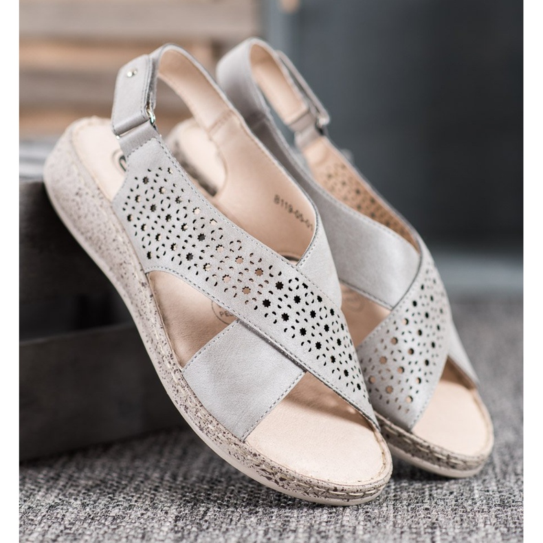 SHELOVET Bequeme Klettsandalen grau 2