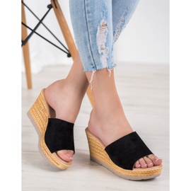 SHELOVET Keilsandalen aus Wildleder schwarz 2