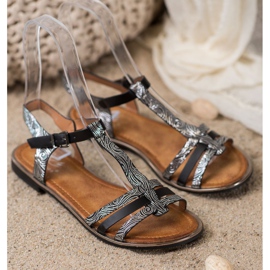 Small Swan Elegante Sandalen schwarz grau 1