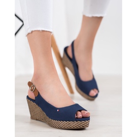 SHELOVET Klassische Keilsandalen blau 2