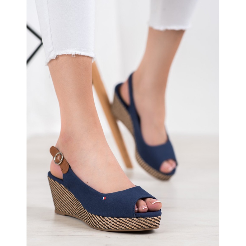 SHELOVET Klassische Keilsandalen blau 2