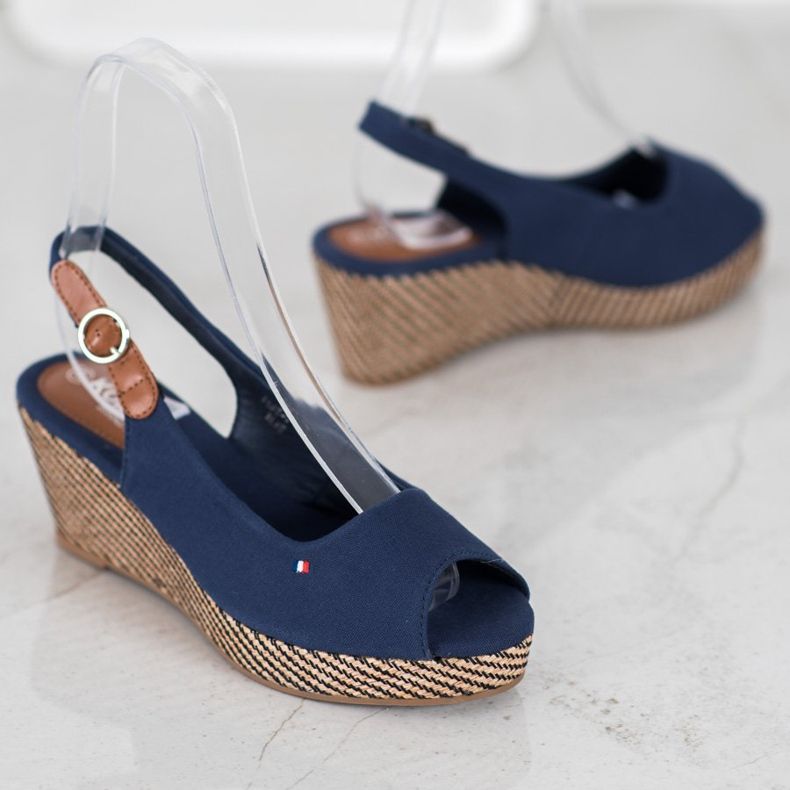 SHELOVET Klassische Keilsandalen blau 1