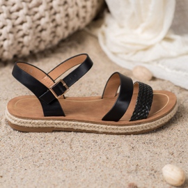 SHELOVET Geflochtene Sandalen aus Öko-Leder schwarz 1