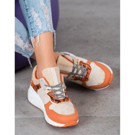 SHELOVET Sneakers mit Schlangenprint orange mehrfarbig 2