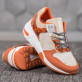 SHELOVET Sneakers mit Schlangenprint orange mehrfarbig 1