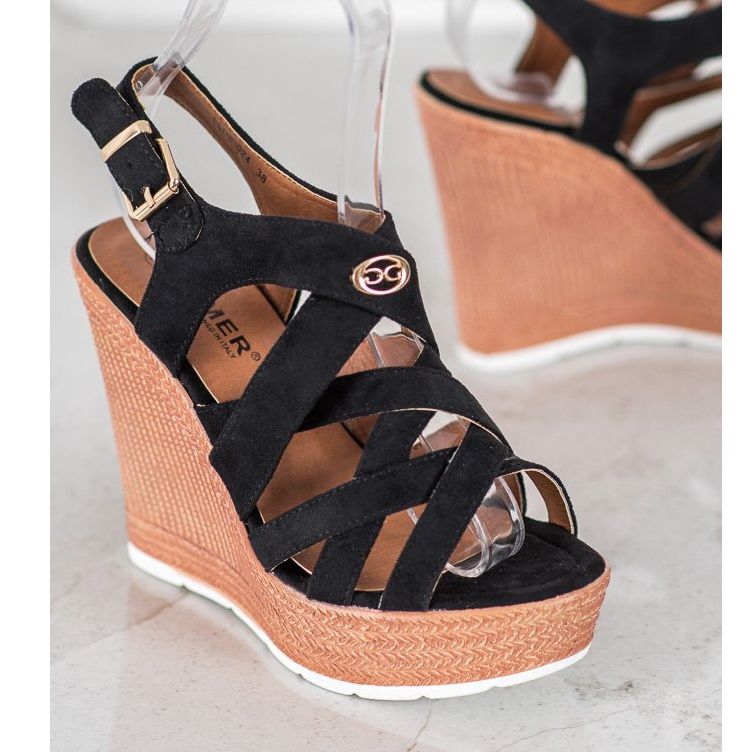 Comer Modische Keilsandalen schwarz 1