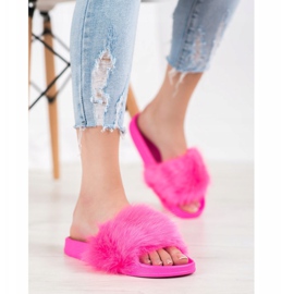 SHELOVET Gummipantoffeln mit Fell rosa 1