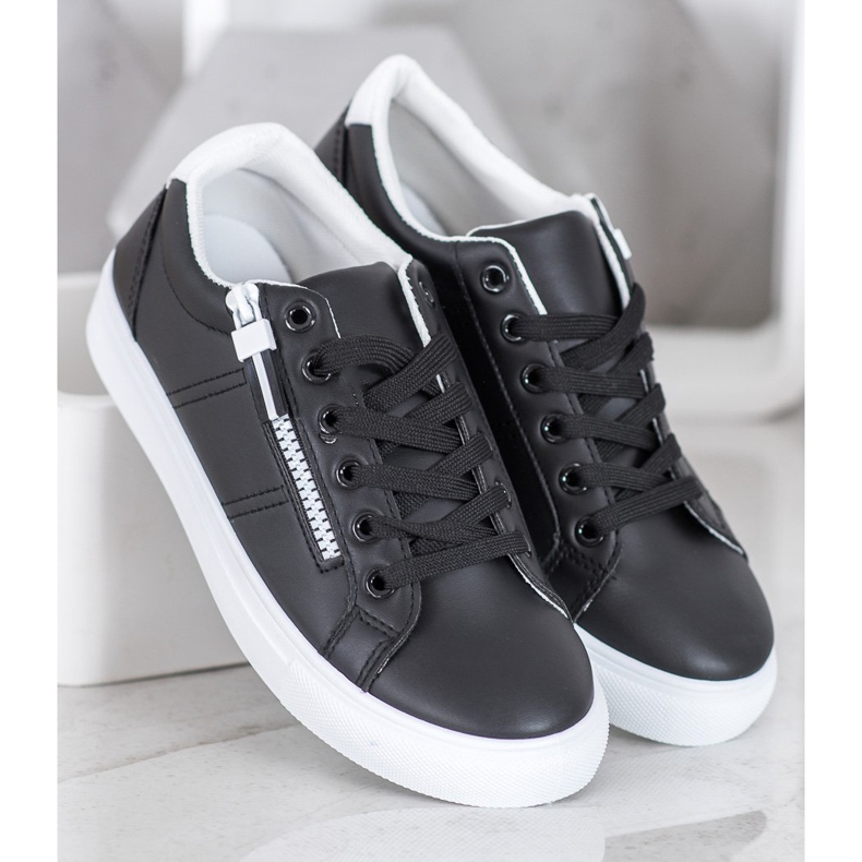 SHELOVET Schwarze Turnschuhe mit Reißverschluss 1