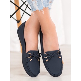 Diamantique Marineblaue Loafer aus Kunstleder 2