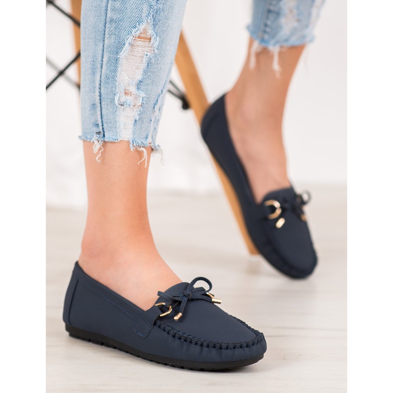 Diamantique Marineblaue Loafer aus Kunstleder 1