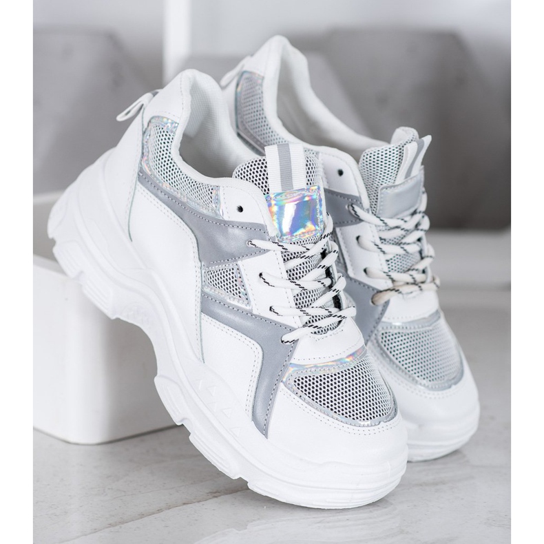 Sweet Shoes Gebundene Turnschuhe weiß grau 1