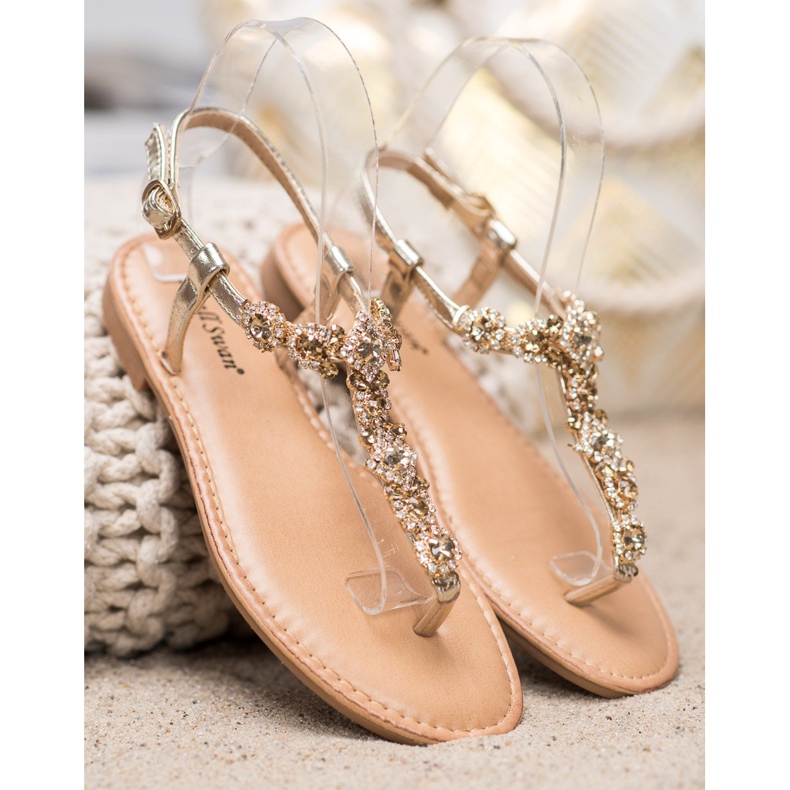 Small Swan Flip-Flops Sandalen mit Zirkonia golden 1
