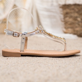 Small Swan Elegante Sandalen mit Zirkonia grau 2