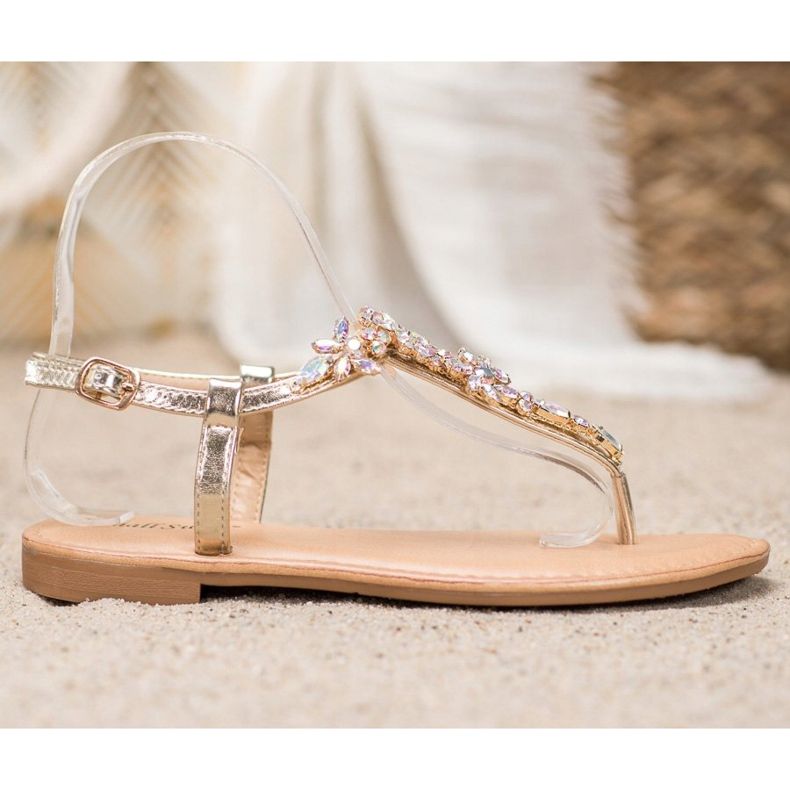 Small Swan Elegante Sandalen mit Zirkonia gelb 2