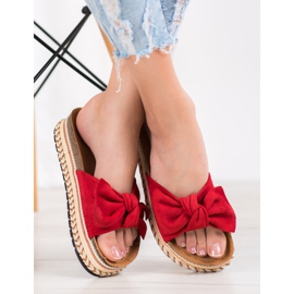 SHELOVET Modische Hausschuhe auf der Plattform rot 1