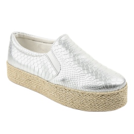 Silberne Slip-On-Espadrilles 6140 grau 1