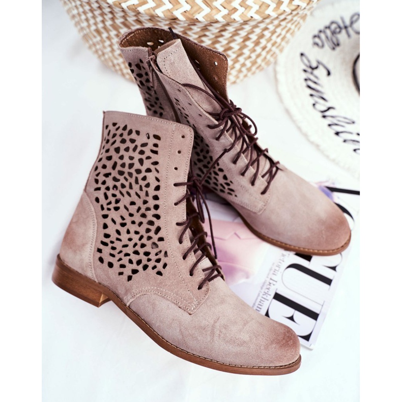 Nicole Cappuccino Meridan Damen Lederstiefel beige 1