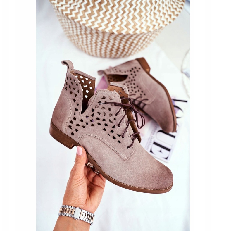 Nicole Damen Lederstiefel Cappuccino Low Meridan beige 1