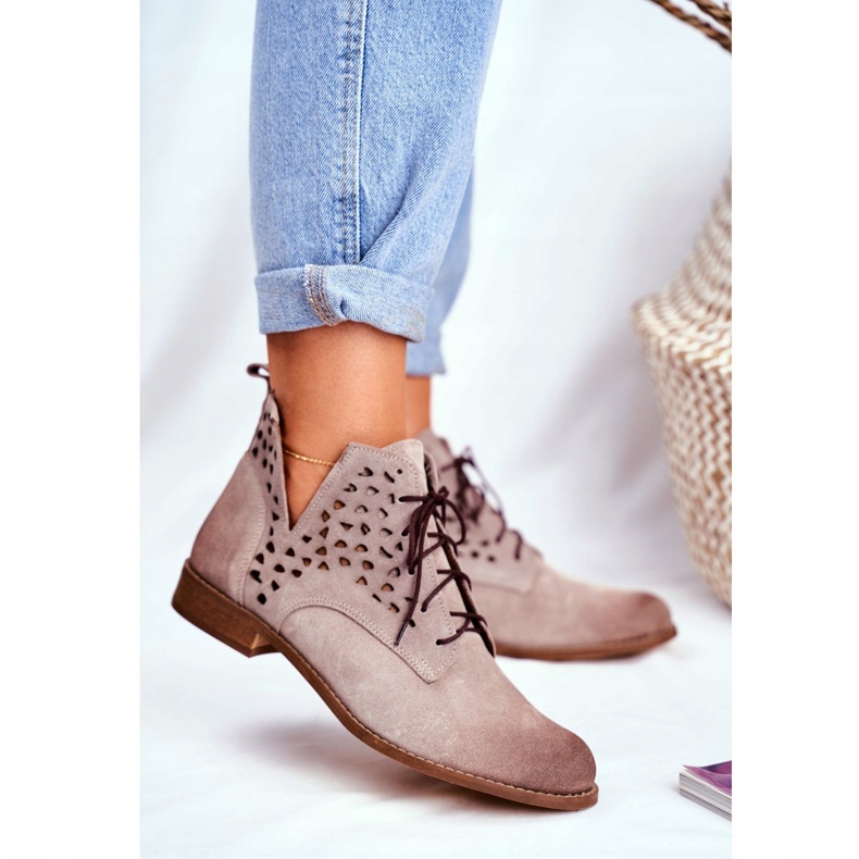 Nicole Damen Lederstiefel Cappuccino Low Meridan beige 2