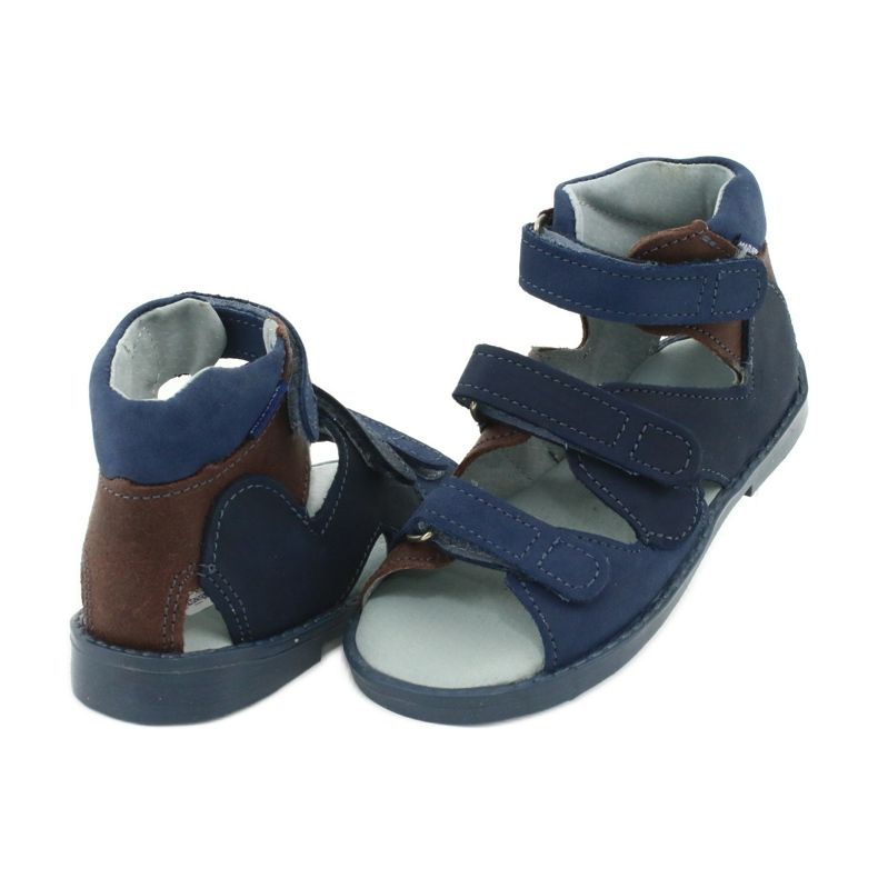 Hohe präventive Sandalen Mazurek 291, Marineblau und Braun 3